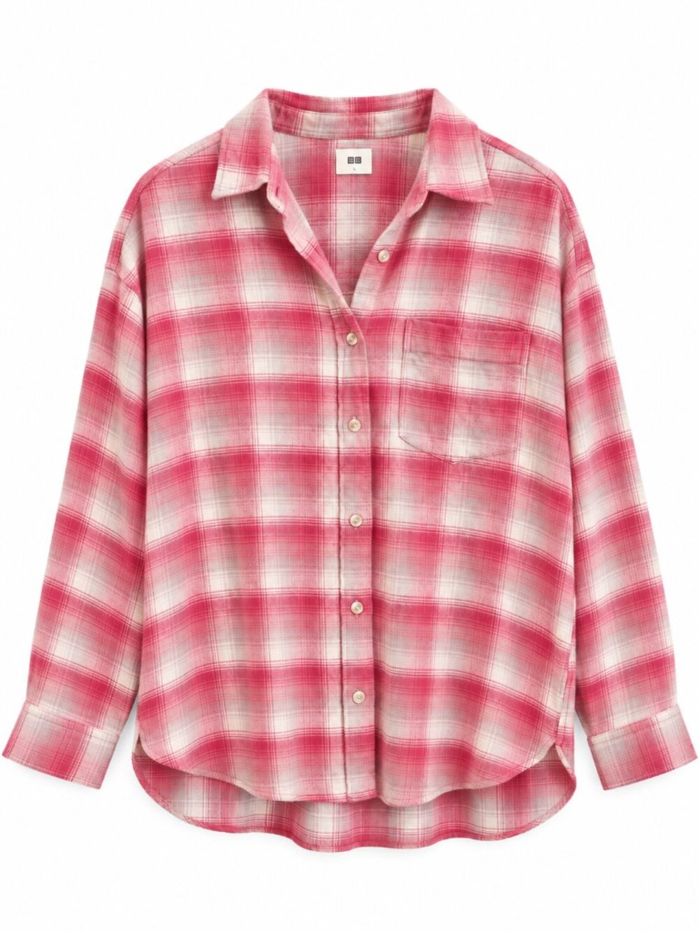Uniqlo Women's Pink Plaid Flannel Button-Up Shirt Size L